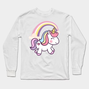 Cute Unicorn With Rainbows Long Sleeve T-Shirt